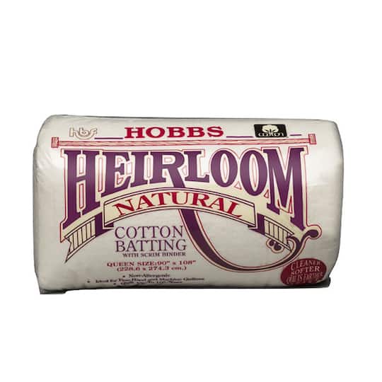Hobbs; Hobbs Heirloom® 100% Natural Cotton Batting, 90" x 108"; Category:Batting; Image:1